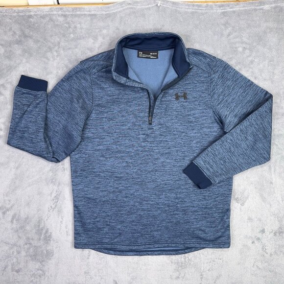 Under Armour 1/4 Quarter Zip Fleece Pullover Mens Medium M Blue Coldgear 1320745 - Picture 2 of 10